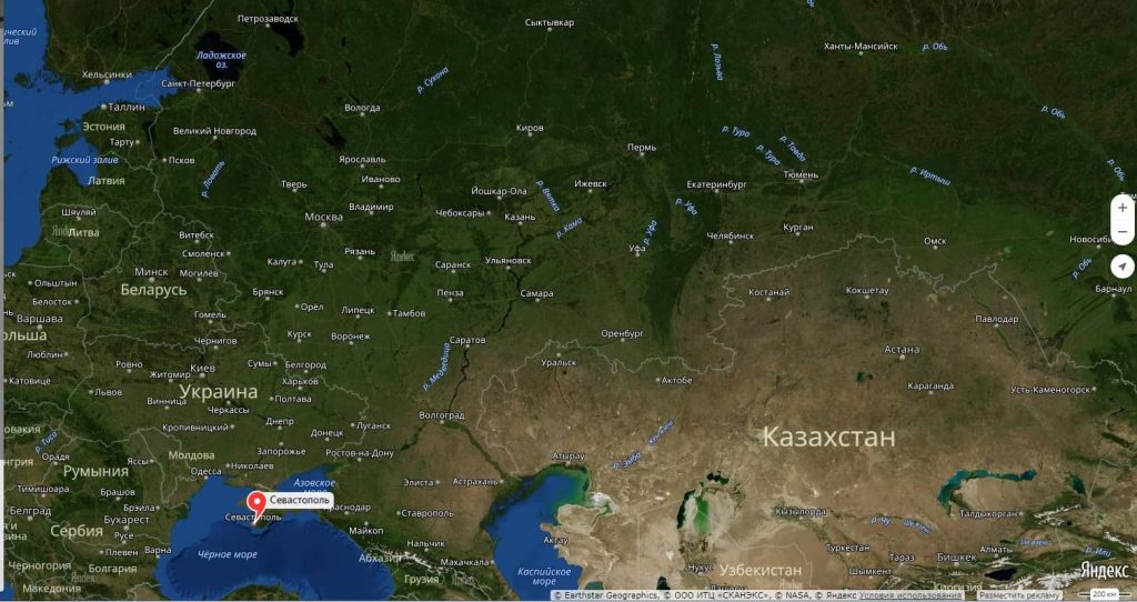 Севастополь на карте России
