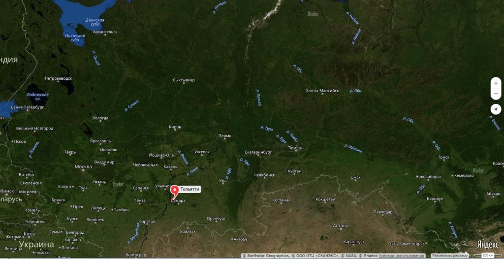 Тольятти на карте России