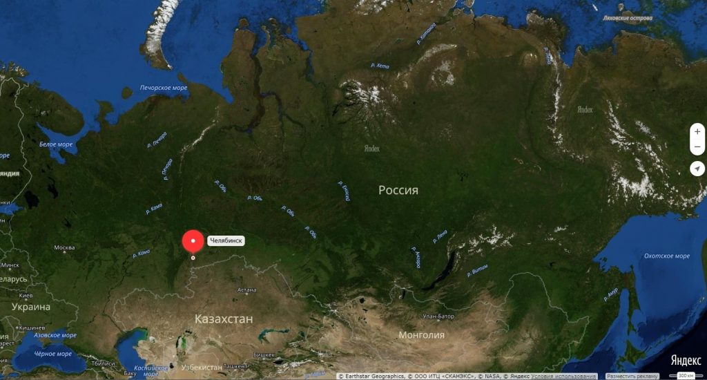 Челябинск на карте России