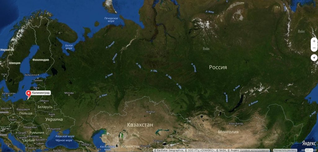 Калининград на карте России