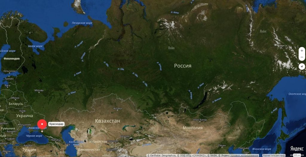 Краснодар на карте России