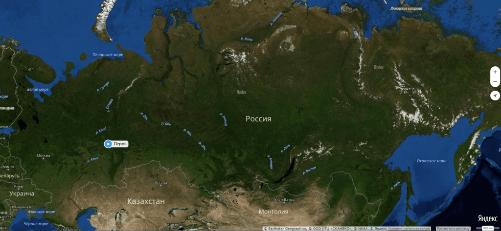 Пермь на карте России