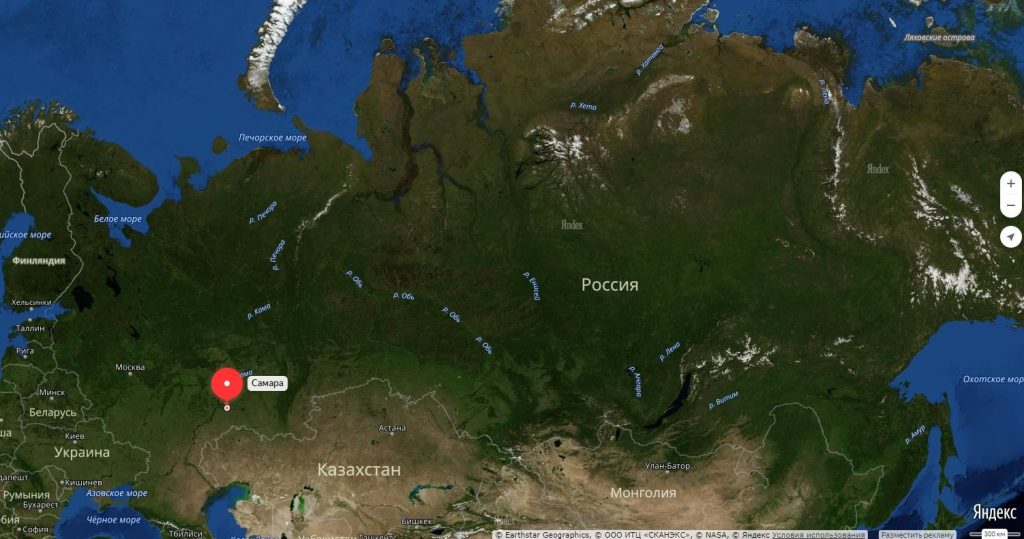 Самара на карте России