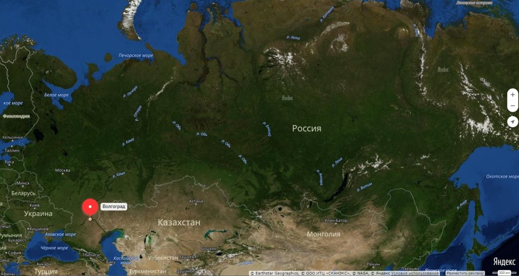 Волгоград на карте России