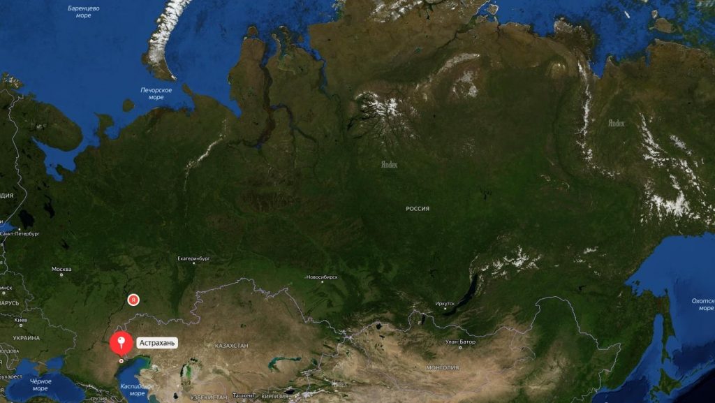 Астрахань на карте России