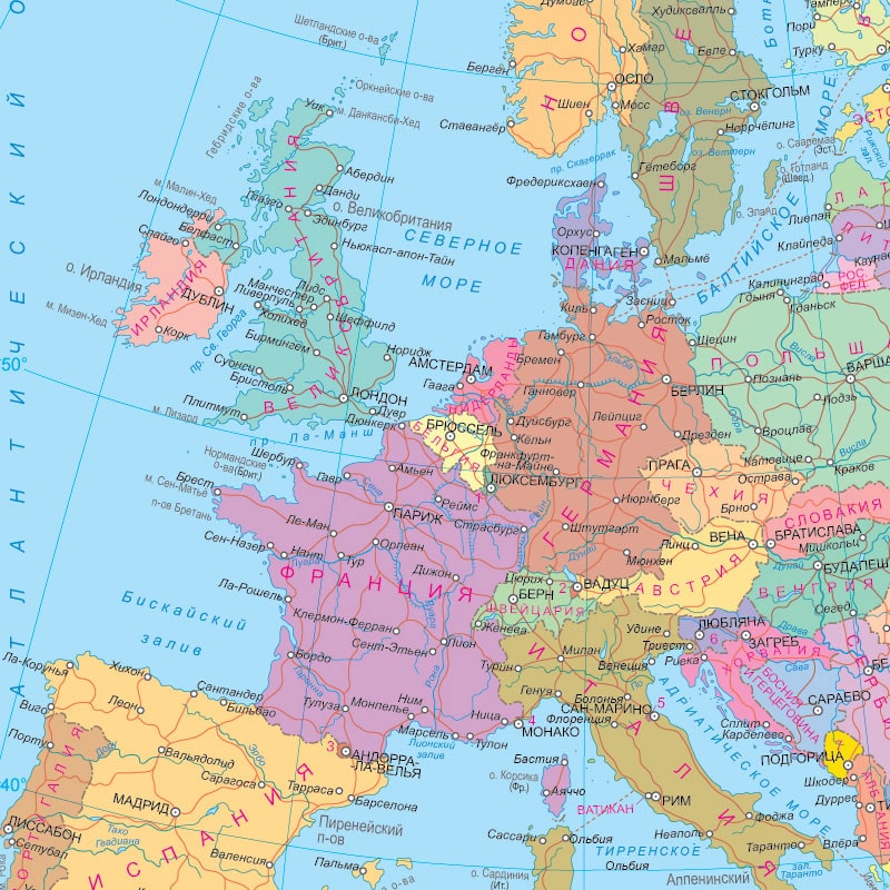 Западная европа политическая. Карта Западной Европы. Страны Европы.