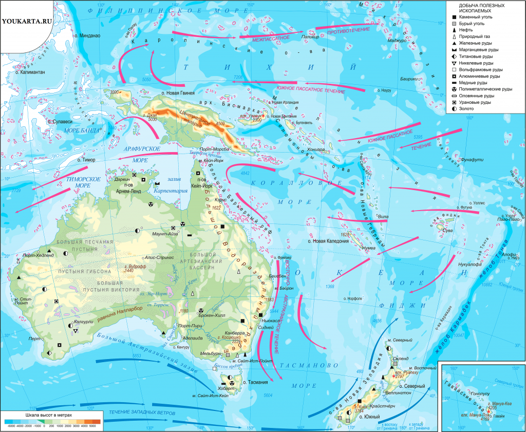 Географическая карта океании. Физическая карта Австралии и Океании. Карта Австралии и новой Зеландии физическая карта. Карта Австралии географическая крупная. Физическая карта Австралии и Океании 7 класс атлас.