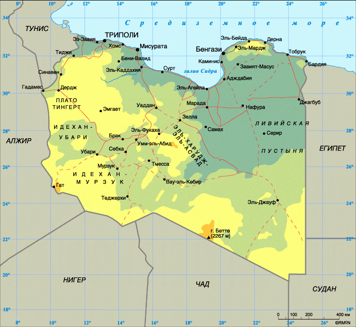 Карта ливии на русском