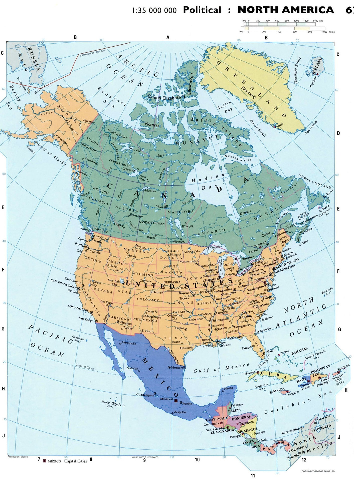 Политическая карта северной америки страны