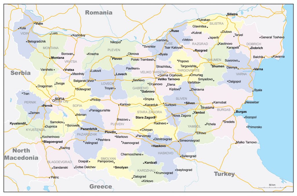 Политическая карта Болгарии