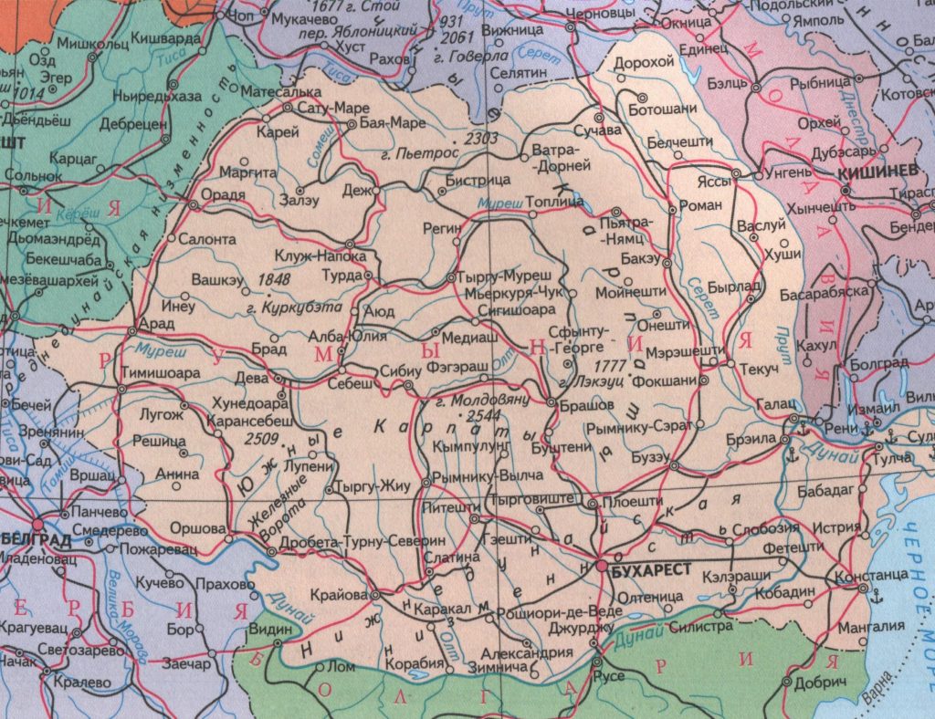 Границы Румынии на карте