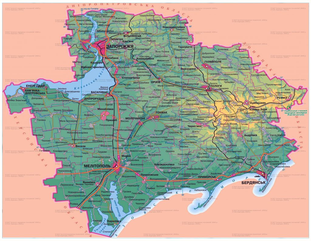 Карта дорог Запорожской области