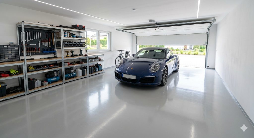 Пол в гараже: эпоксидный наливной, полиуретан, керамогранит и резина — что выбрать и не пожалеть